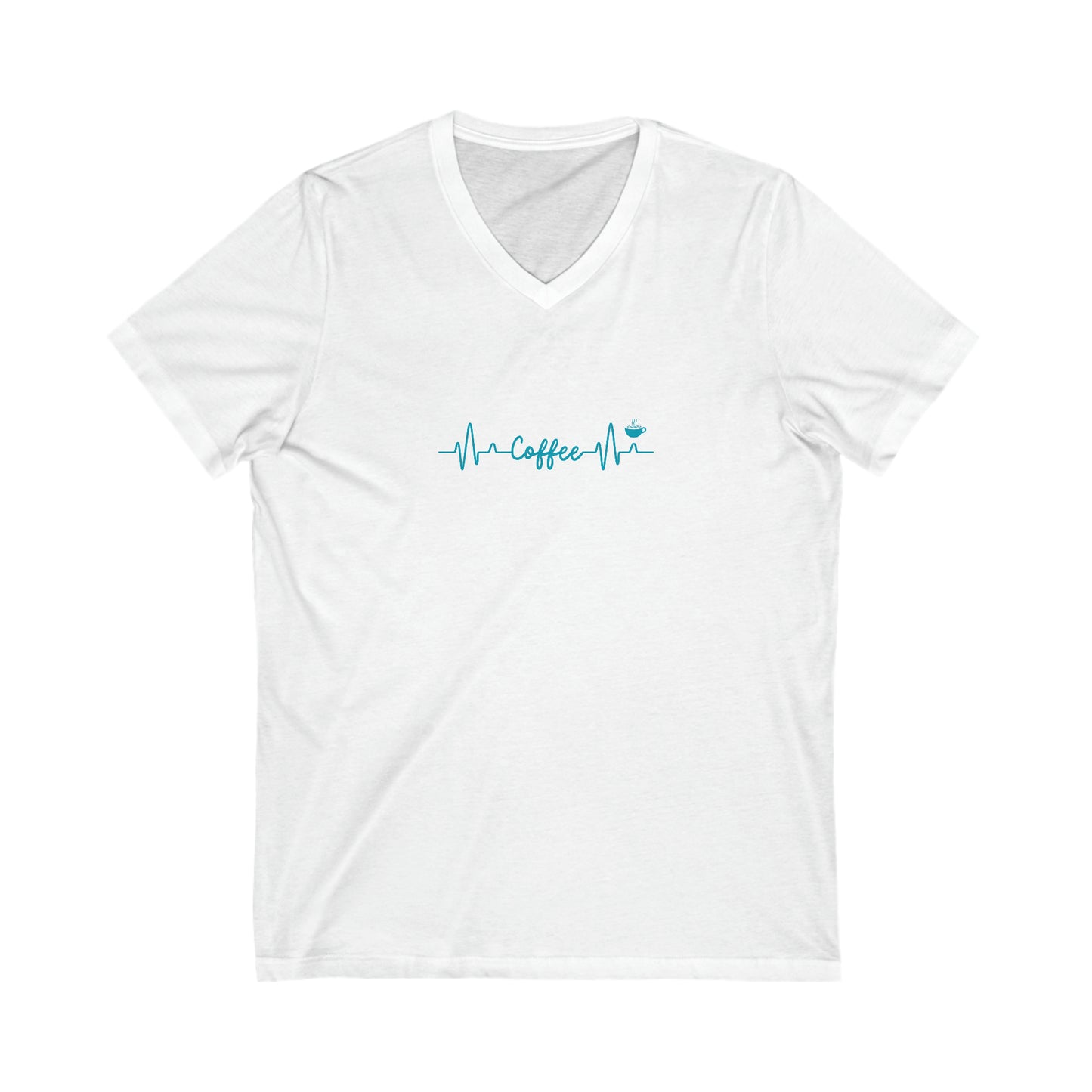 Coffee Heartbeat V Neck Tee White