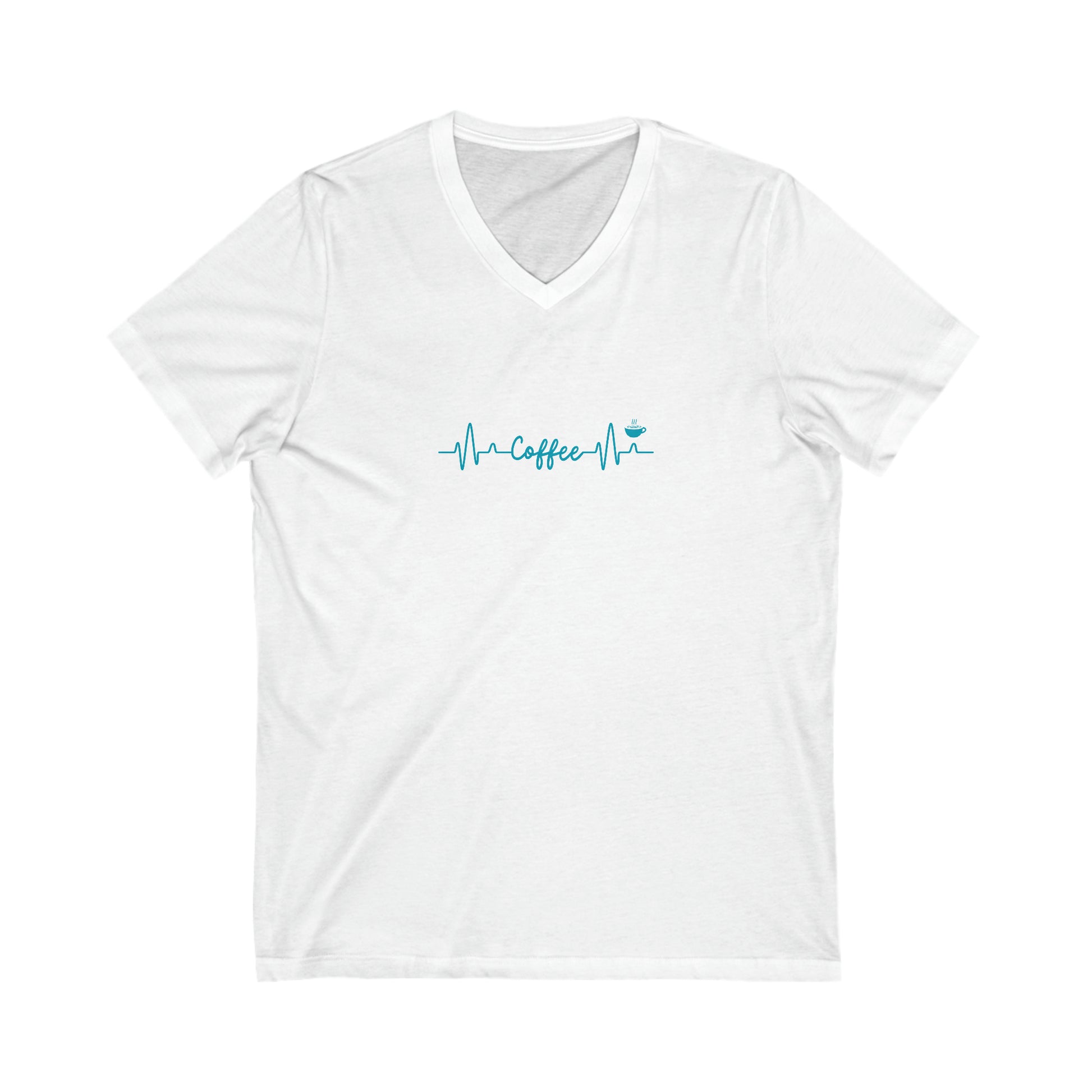 Coffee Heartbeat V Neck Tee White