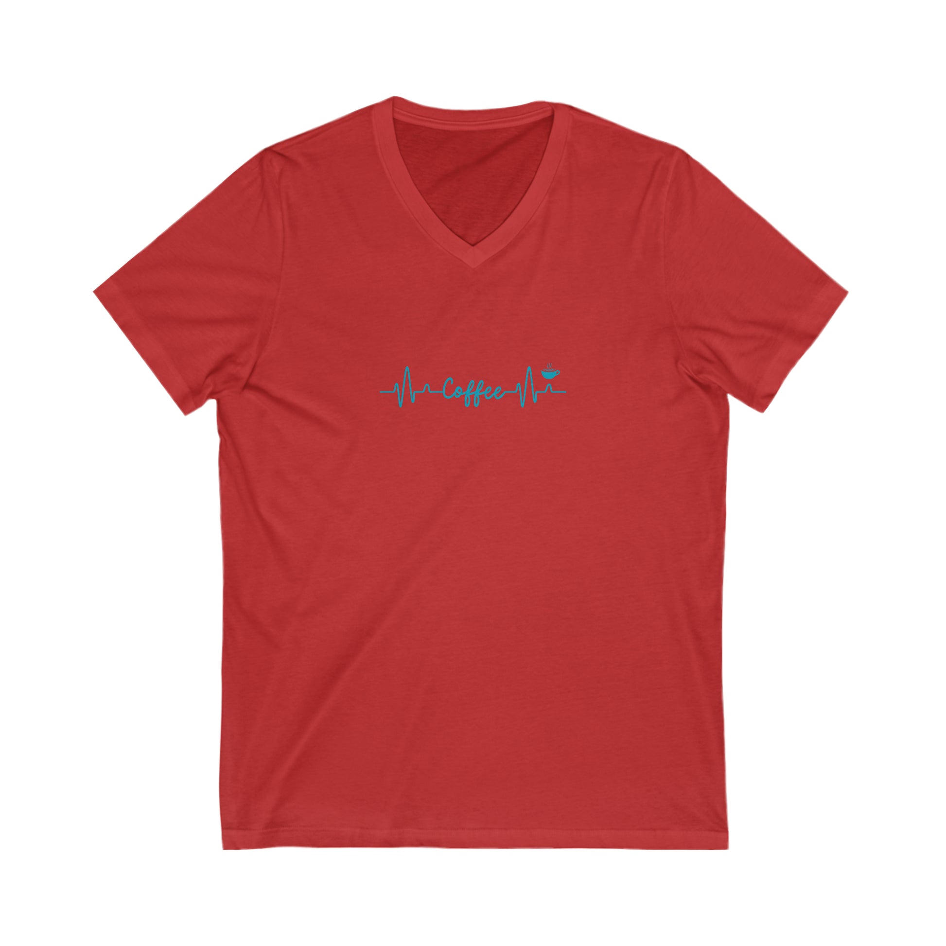 Coffee Heartbeat V Neck Tee Red