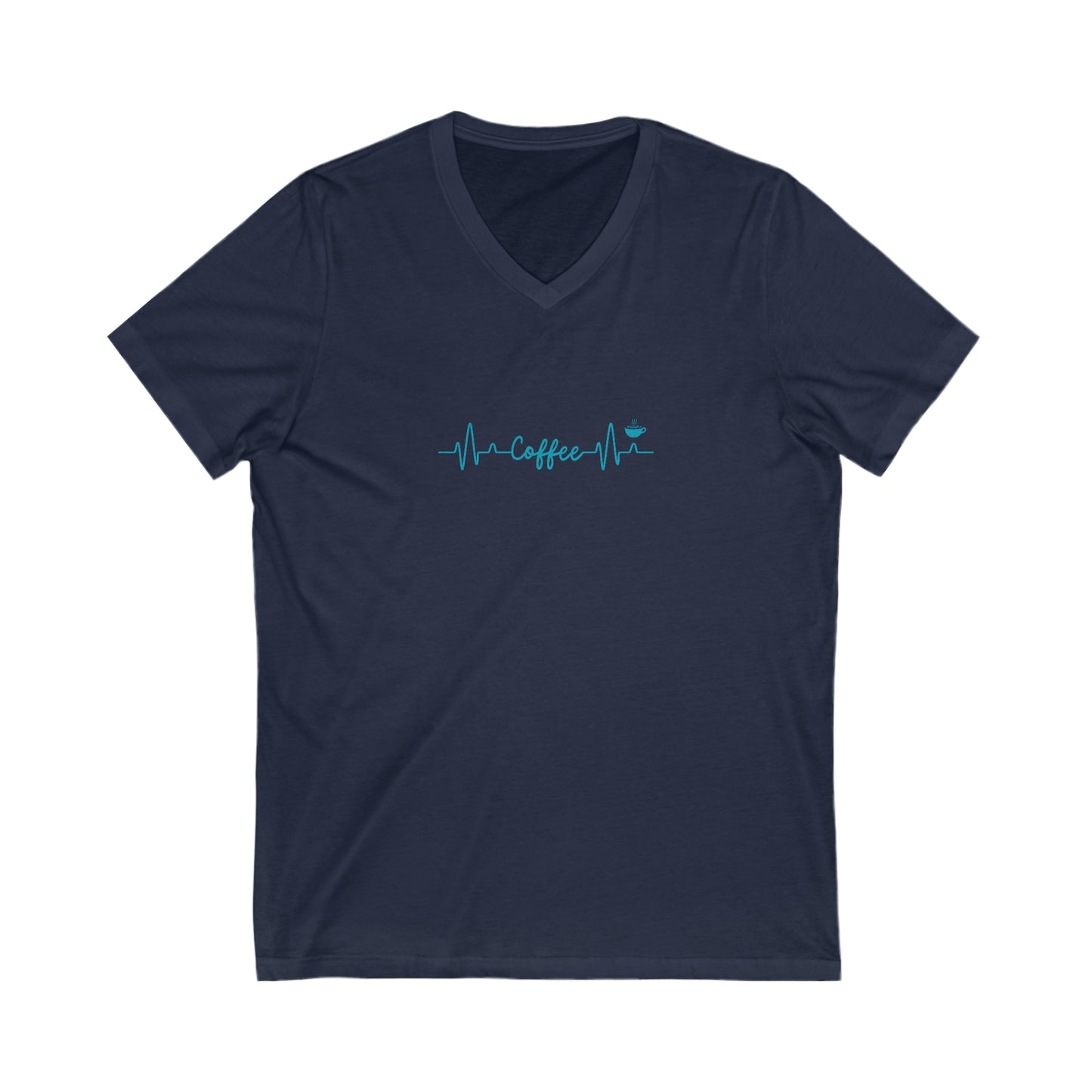 Coffee Heartbeat V Neck Tee Blue