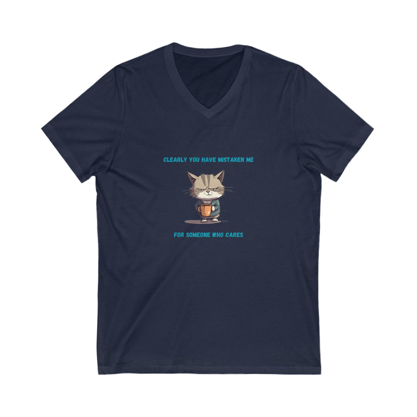 Sarcastic Kitty V Neck Tee Blue