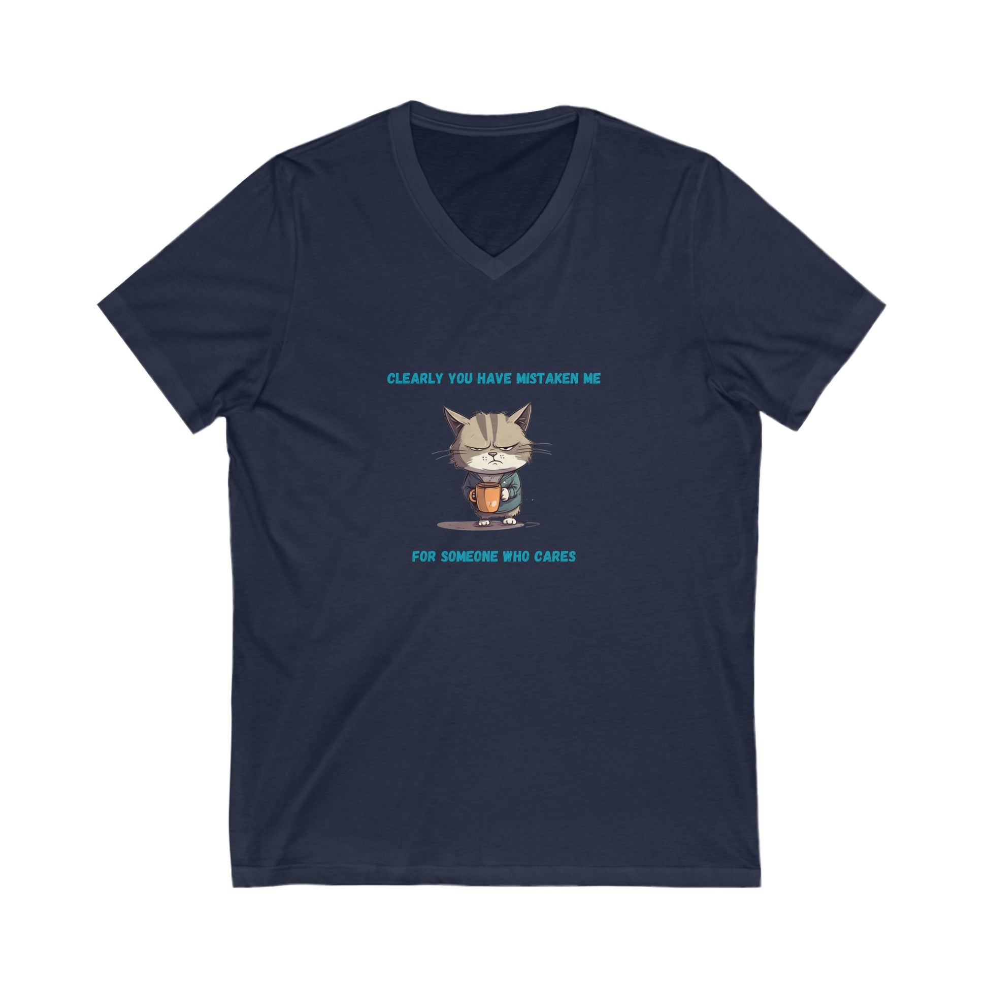 Sarcastic Kitty V Neck Tee Blue