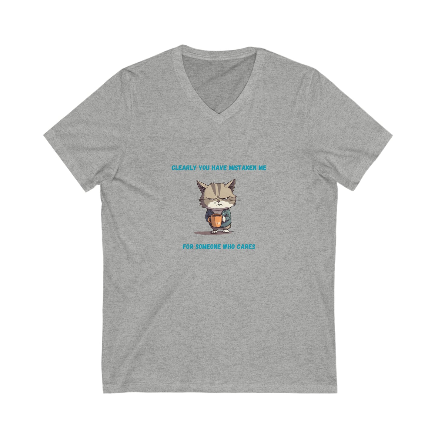 Sarcastic Kitty V Neck Tee Light Grey