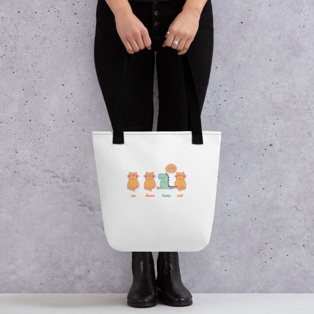 Un, deux, trois, cat tote bag