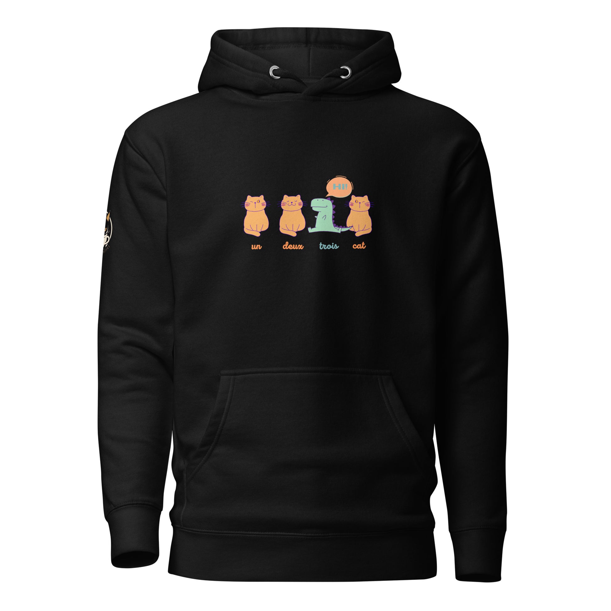 Un, deux, trois, cat hoodie black