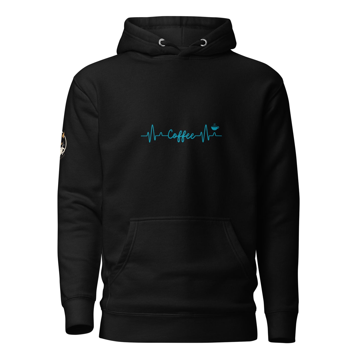 Coffee Heartbeat Hoodie Black