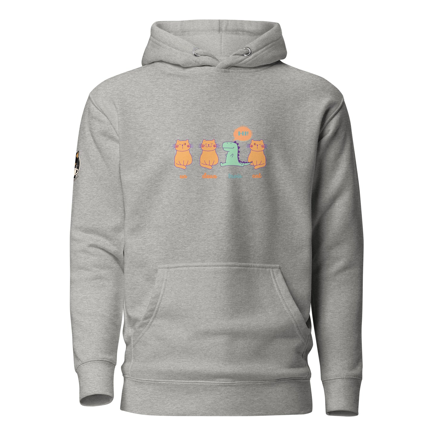 Un, deux, trois, cat hoodie light grey
