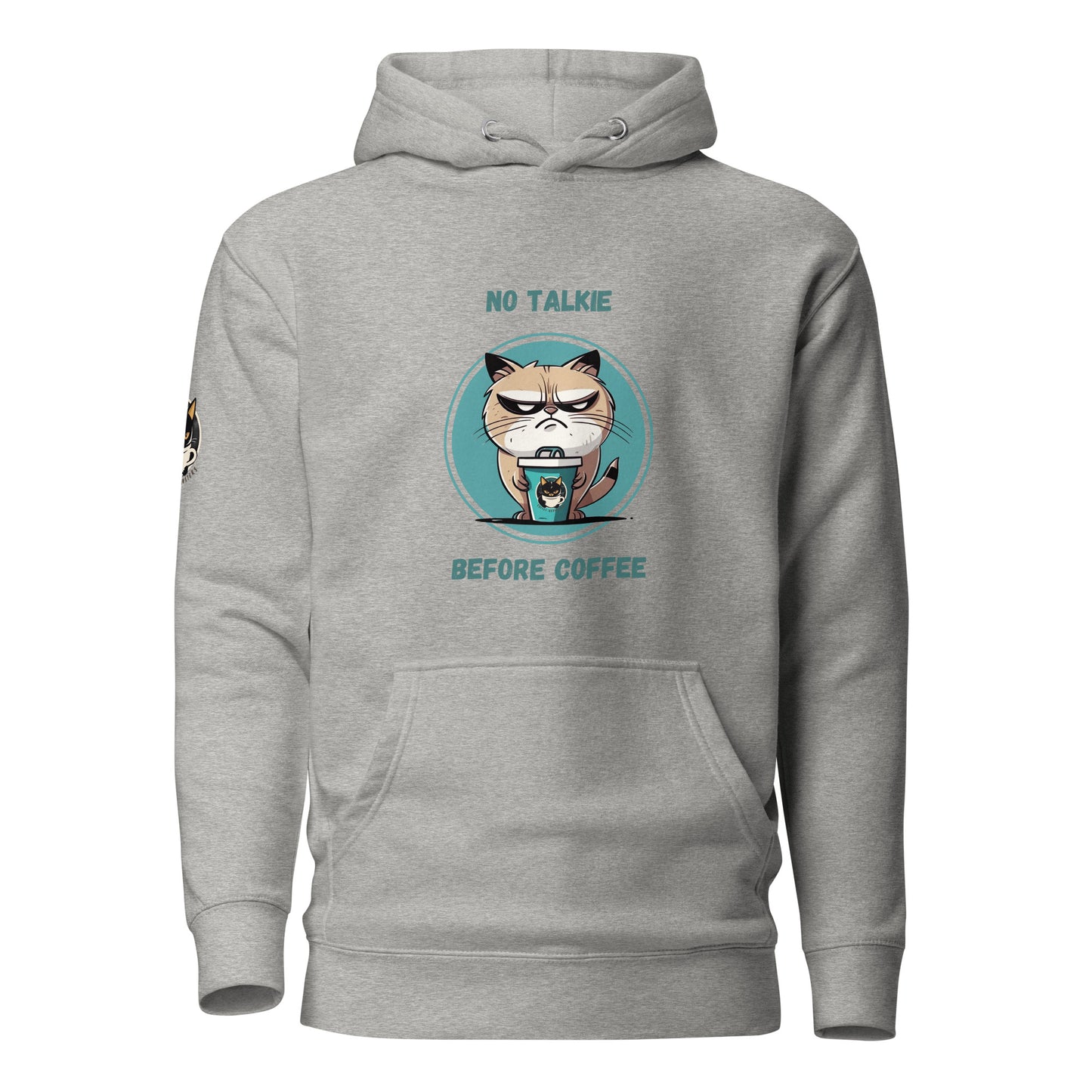 No Talkie Before Coffee Hoodie Light Grey