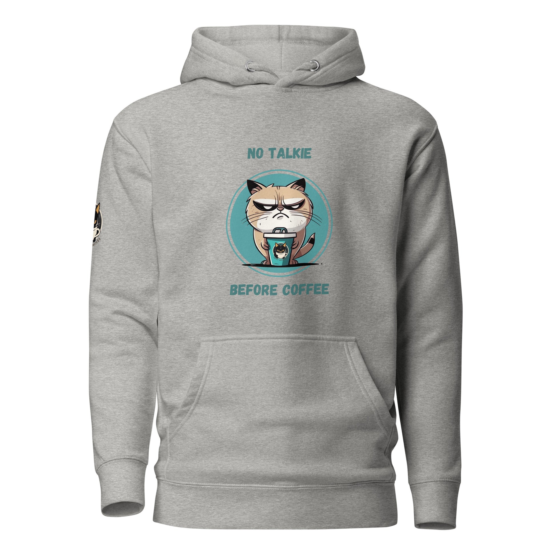 No Talkie Before Coffee Hoodie Light Grey