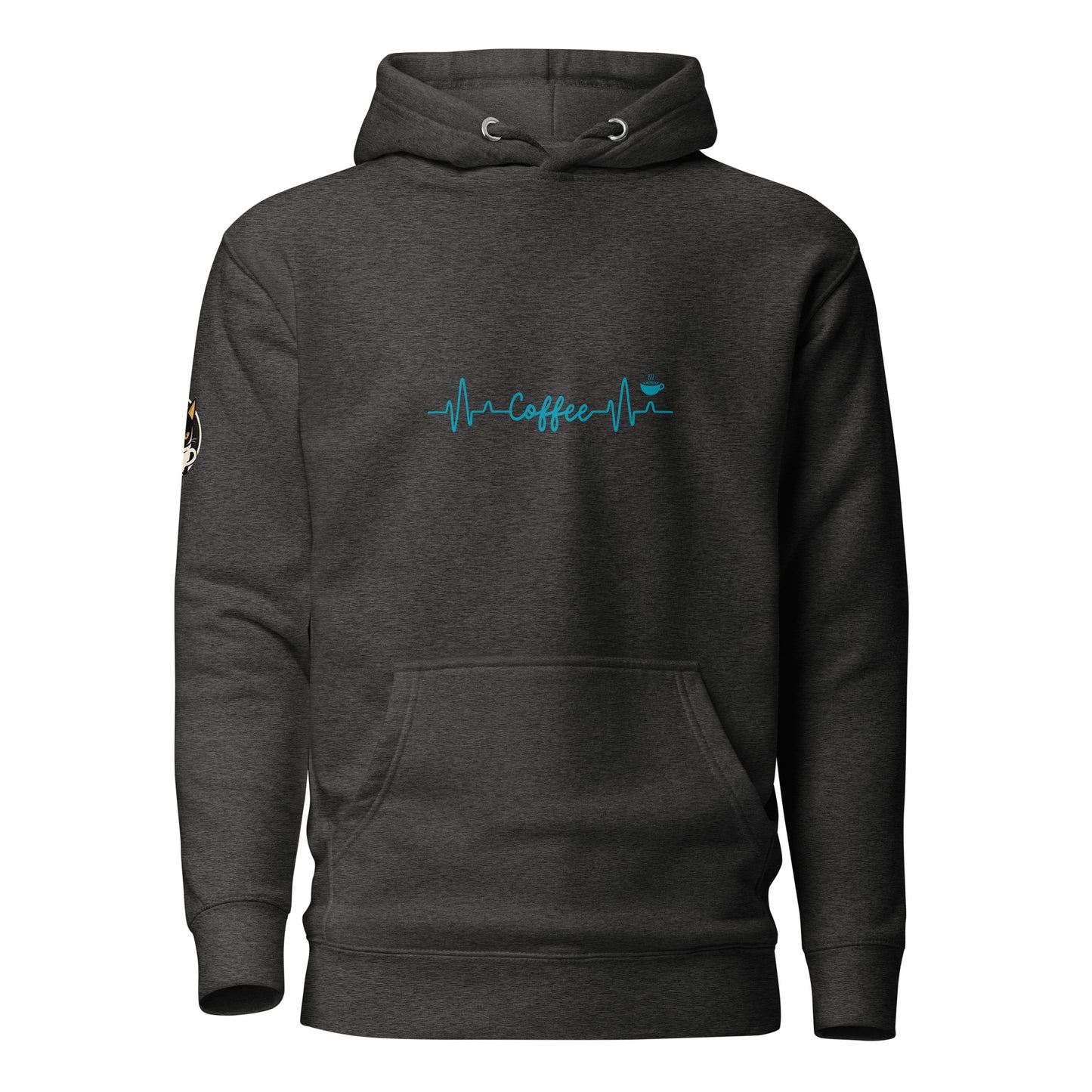 Coffee Heartbeat Hoodie Dark Grey