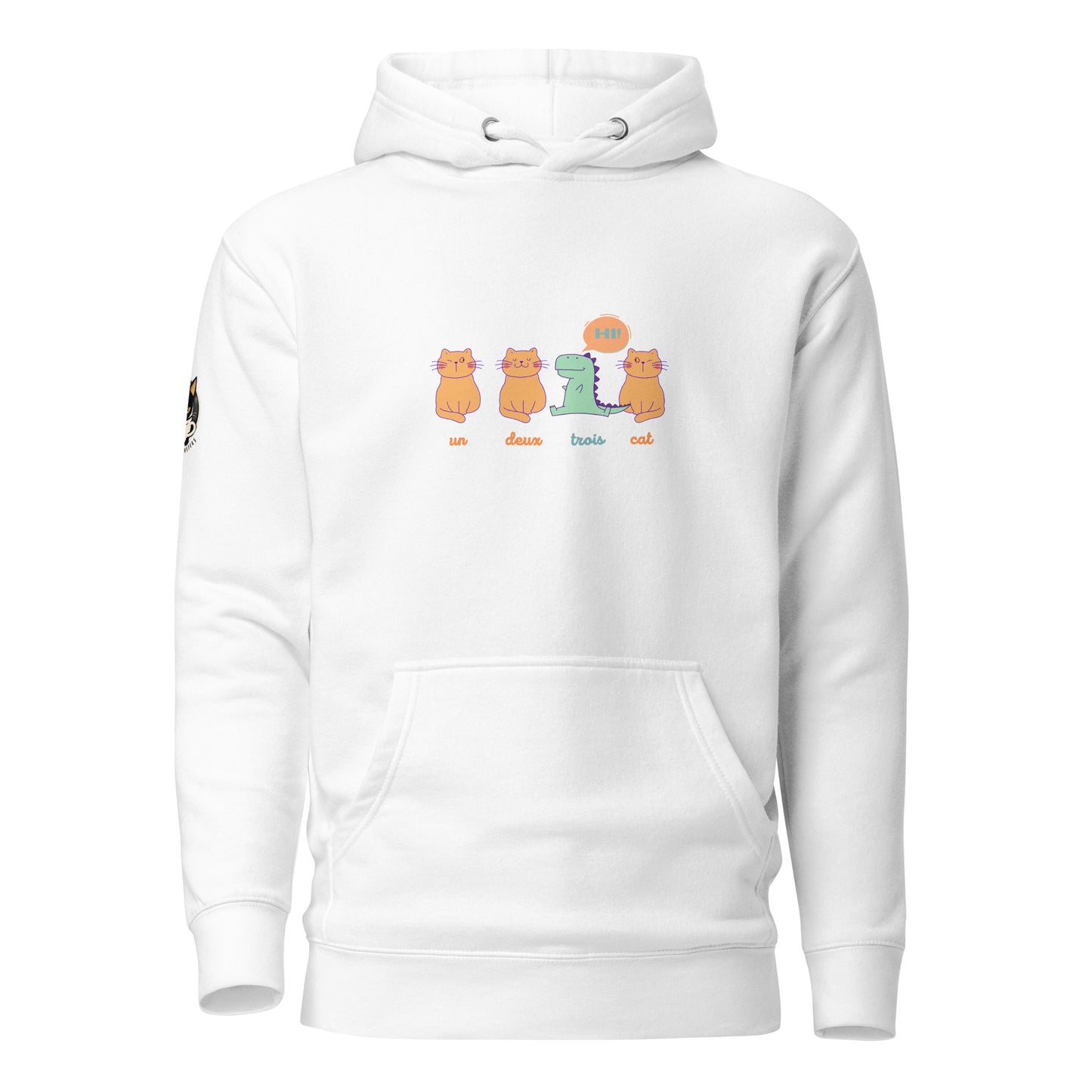 Un, deux, trois, cat hoodie white