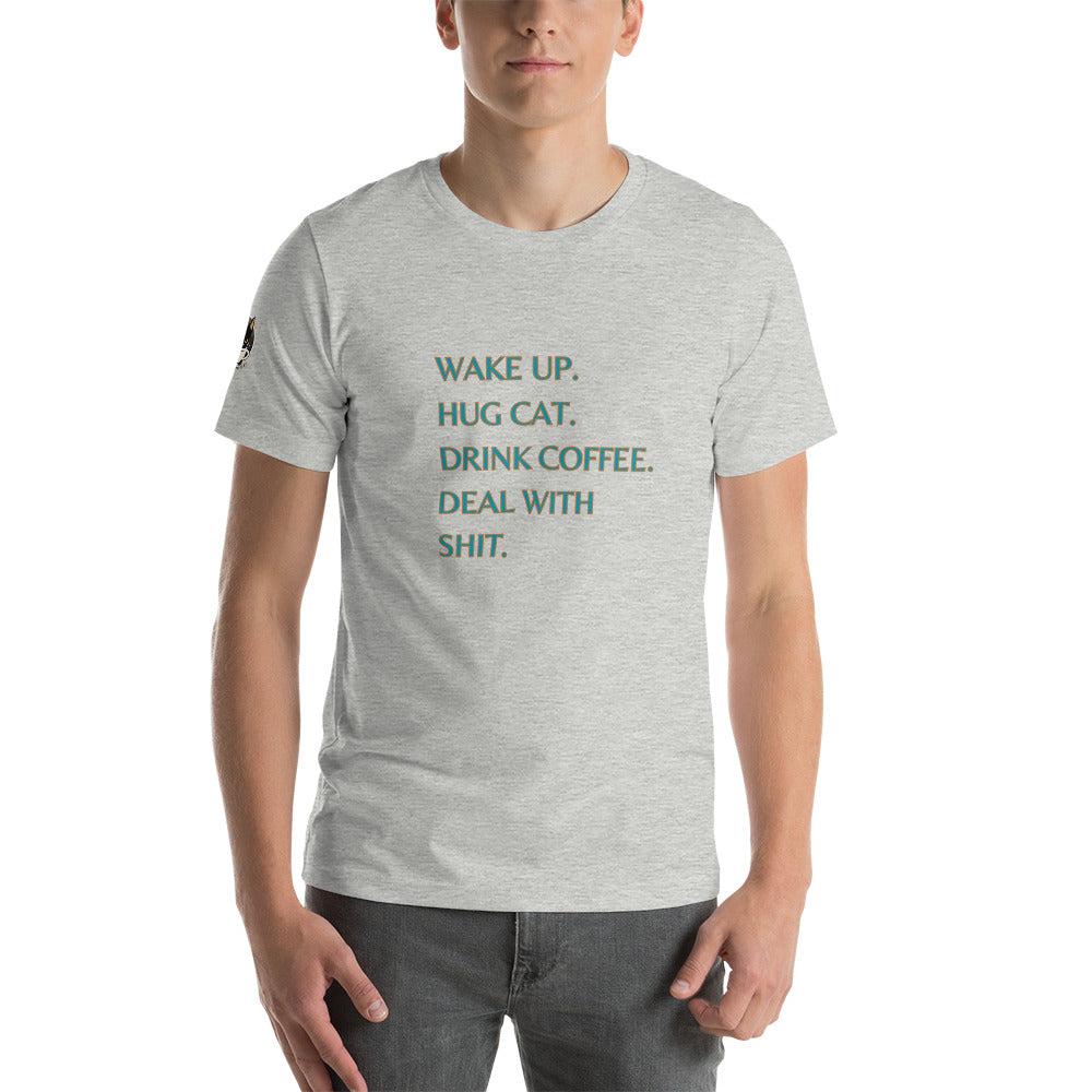 Deal with shit tee light grey
