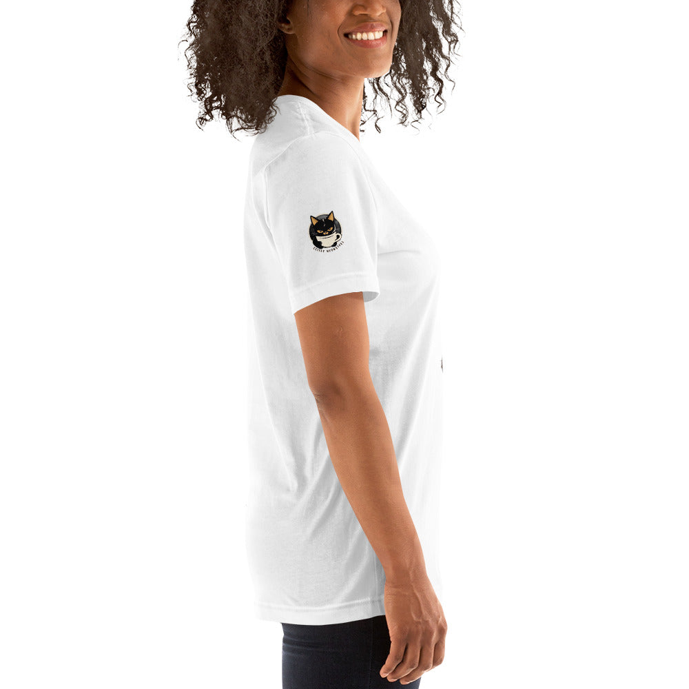Too Much Coffee Meme Tee Logo Sleeve