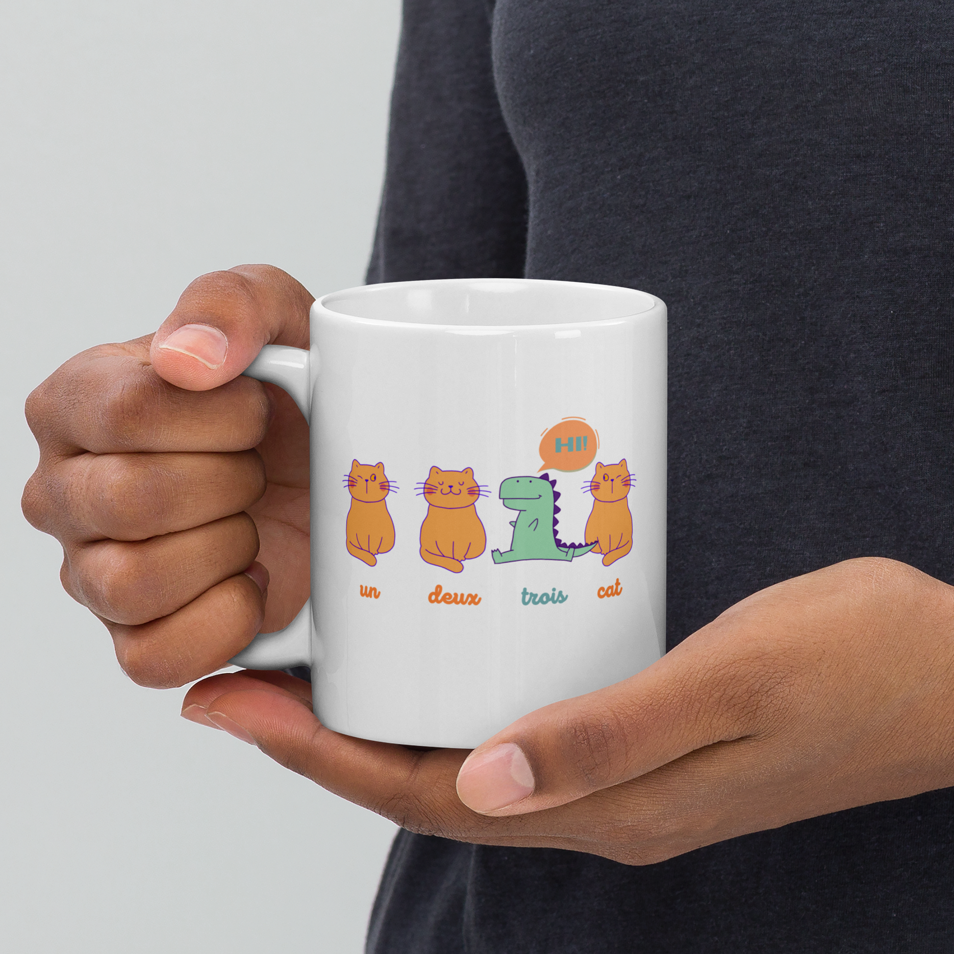 Un, deux, trois, cat 11oz mug