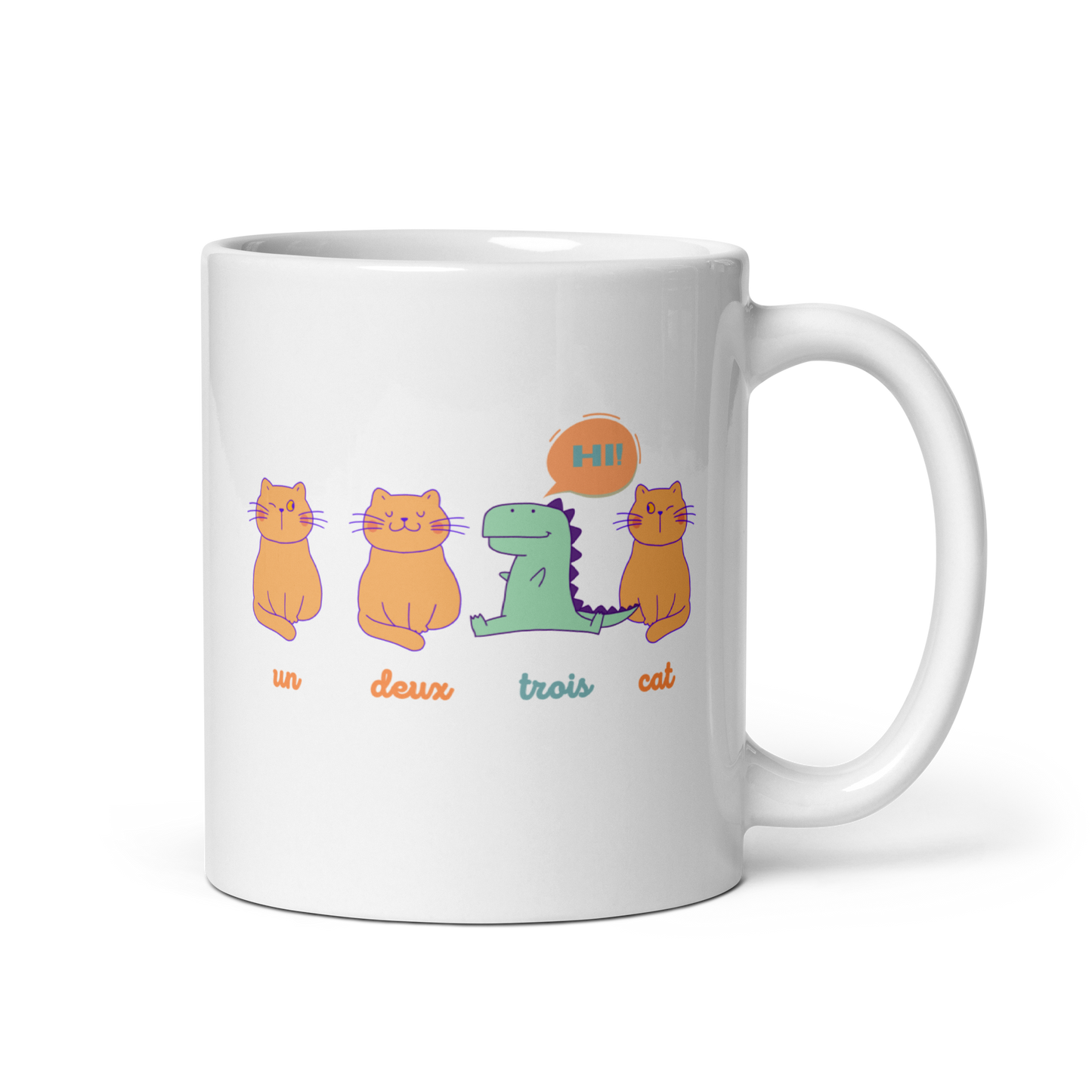 Un, deux, trois, cat ceramic mug