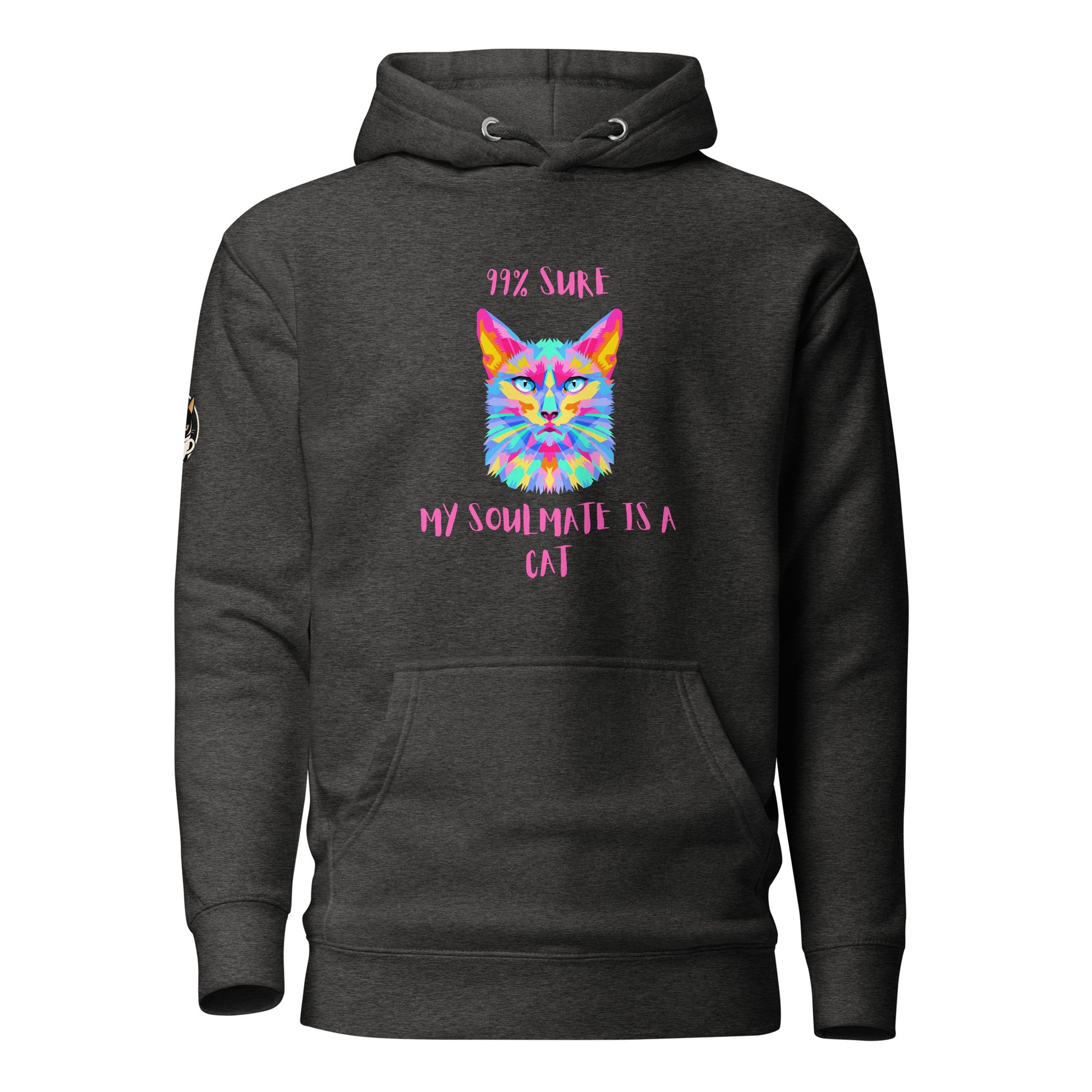 cat lover hoodie dark grey heather